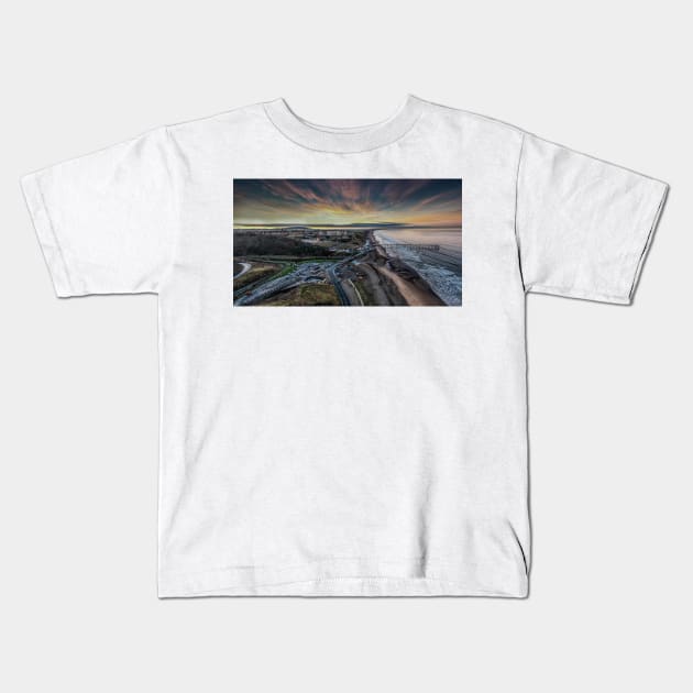 Saltburn by the Sea Sunset Kids T-Shirt by davehudspeth